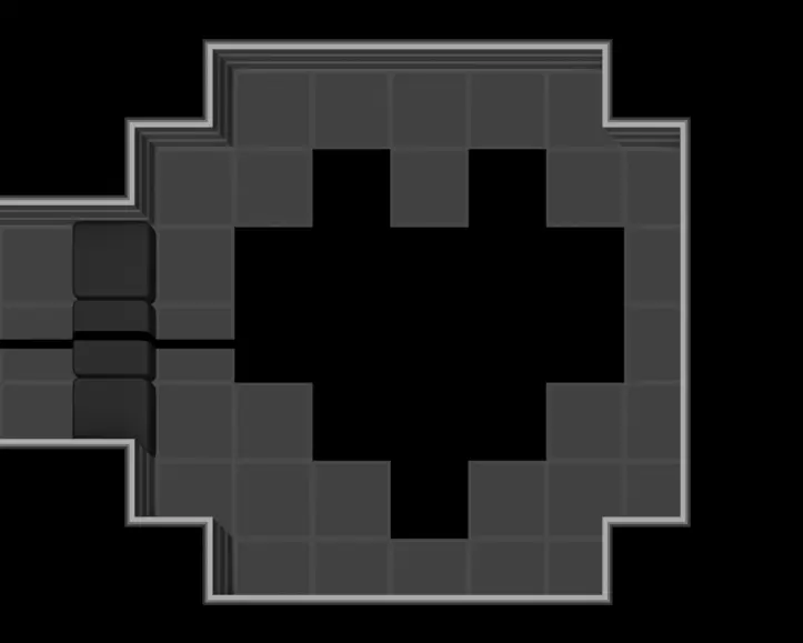 A cable leading into a pure-black pixel art heart.