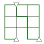 Two up-pointing roots both sprout on the left side.